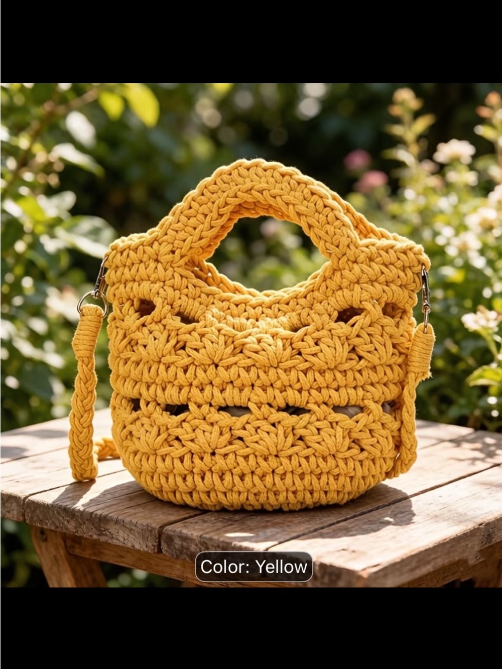 Handcrafted Yellow Crochet Tote Bag